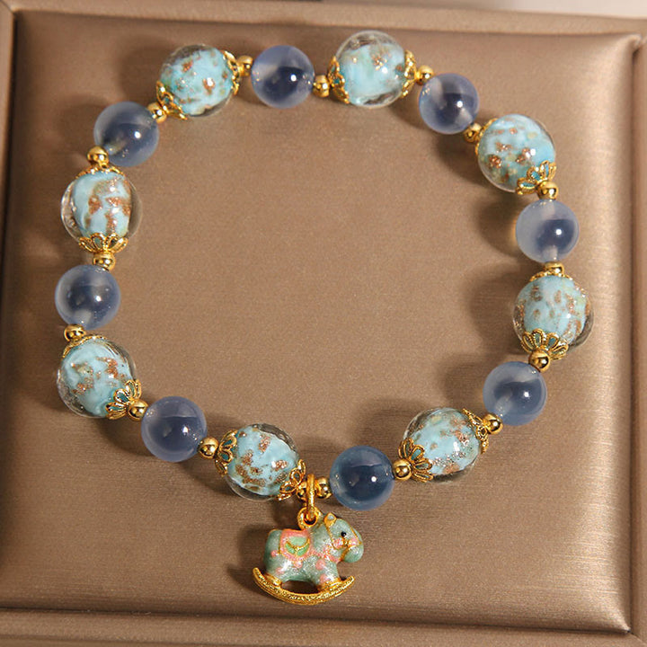FREE Today: Harmony Strength Natural Candy Agate White Crystal Horse Bracelet
