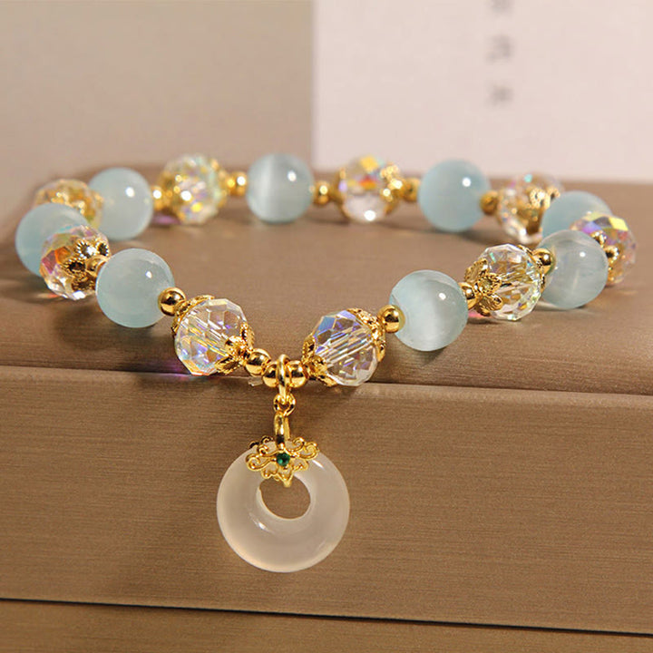 FREE Today: Peace Healing Blue Cat's Eye White Crystal Peace Buckle Meaning Bracelet