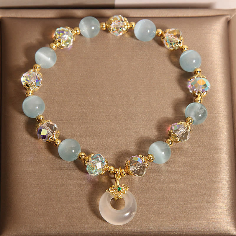 FREE Today: Peace Healing Blue Cat's Eye White Crystal Peace Buckle Meaning Bracelet