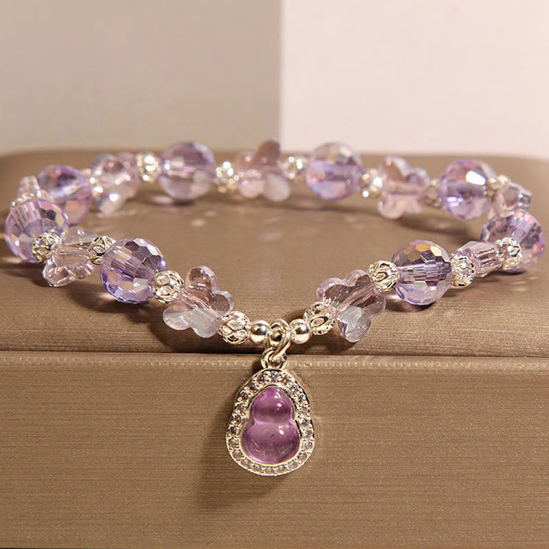 Buddha Stones Butterfly Gourd Amethyst Citrine Labradorite Balance Bracelet - Amethyst(Wrist Circumference: 18cm) - image 1