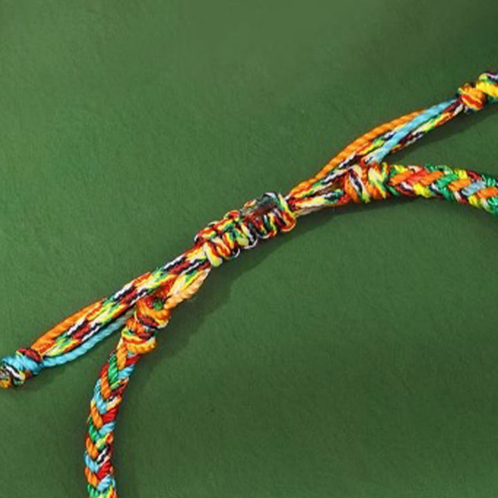Buddha Stones Handmade Peace Buckle Jade Prosperity 925 Sterling Silver Colorful Rope Bracelet - image 17