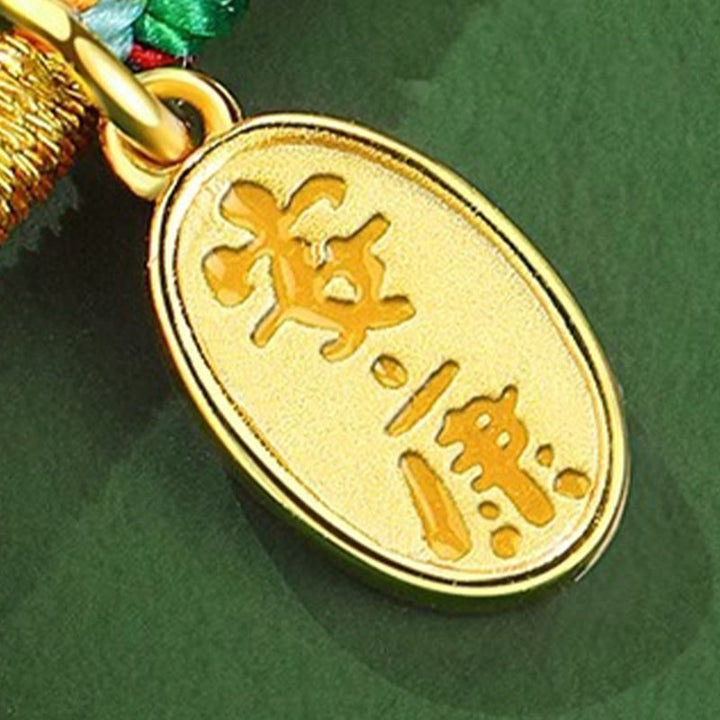 Buddha Stones Handmade Peace Buckle Jade Prosperity 925 Sterling Silver Colorful Rope Bracelet - image 15
