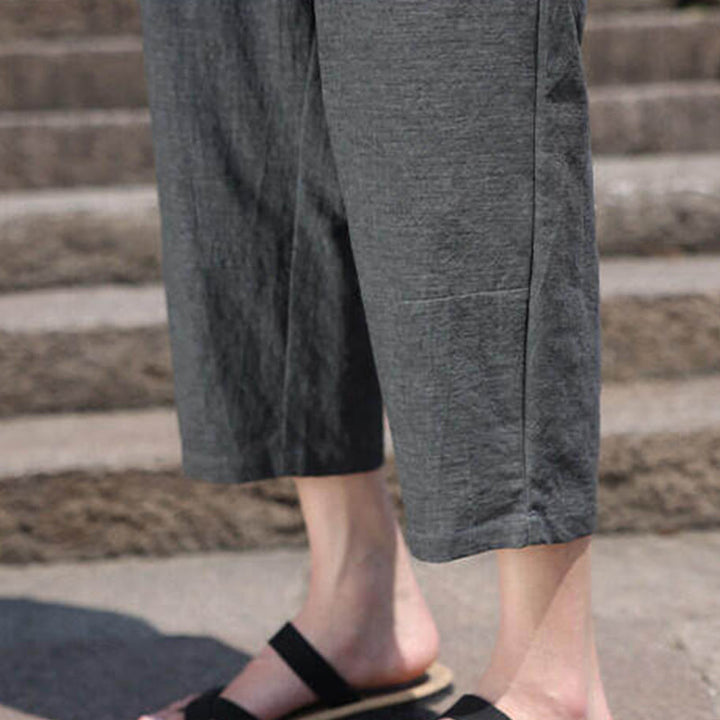 Buddha Stones Casual Woven Bead Waist Rope Men's 7-8 Length Spandex Pants With Pockets - image 11