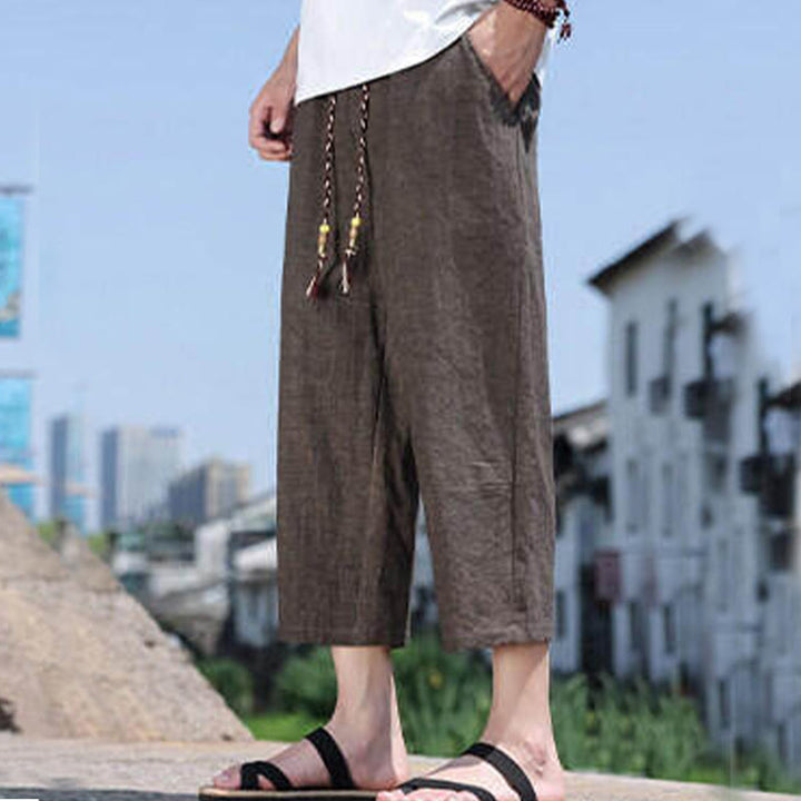 Buddha Stones Casual Woven Bead Waist Rope Men's 7-8 Length Spandex Pants With Pockets - SaddleBrown - US/UK/AU46，EU56 (5XL) - image 19