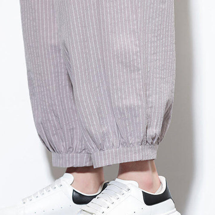Buddha Stones Casual Striped Men's Cotton 7-8 Length Harem Pants With Pockets - image 15
