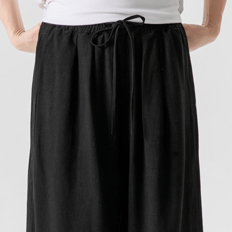 Buddha Stones Casual Loose Frog-Button Plain Men's Cotton Linen 7-8 Length Pants With Pockets - image 25