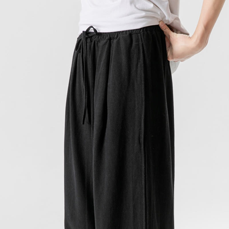 Buddha Stones Casual Loose Frog-Button Plain Men's Cotton Linen 7-8 Length Pants With Pockets - image 22