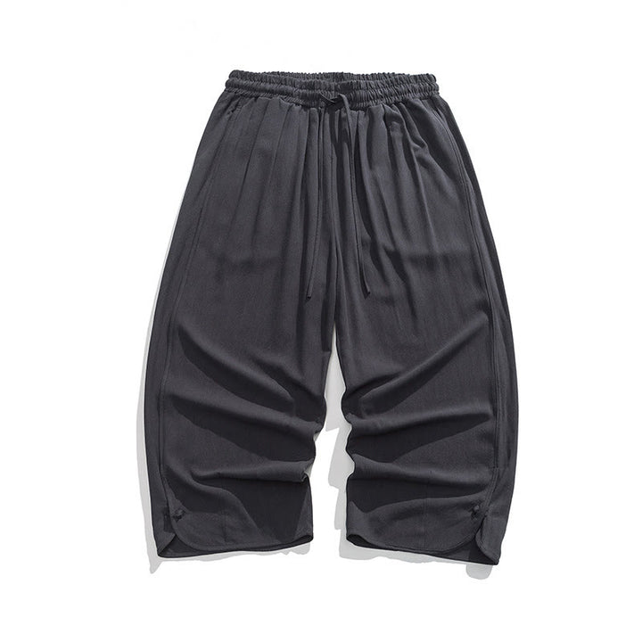 Buddha Stones Casual Loose Frog-Button Plain Men's Cotton Linen 7-8 Length Pants With Pockets - image 29