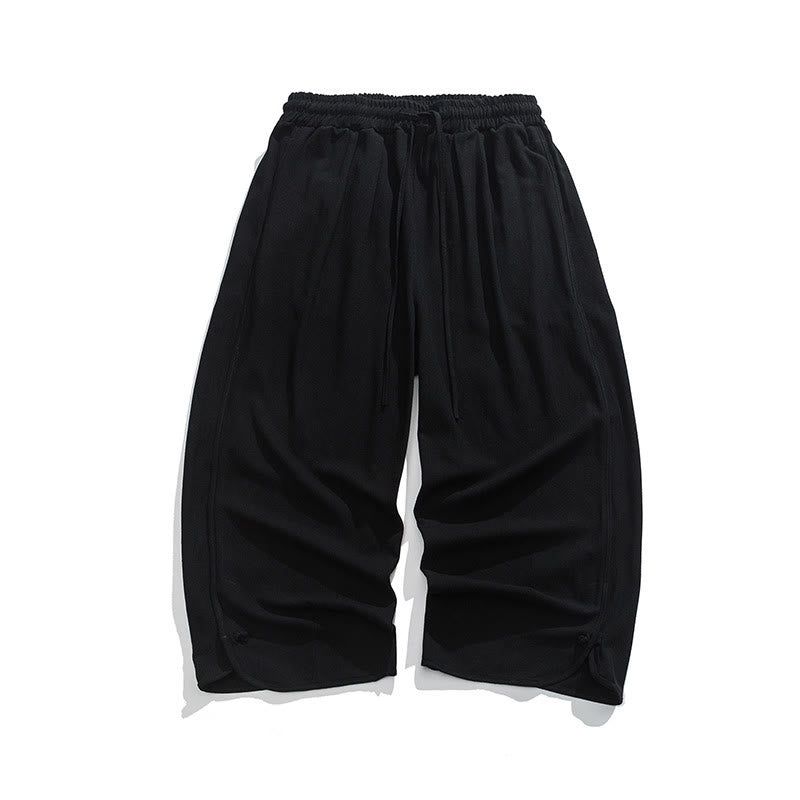 Buddha Stones Casual Loose Frog-Button Plain Men's Cotton Linen 7-8 Length Pants With Pockets - image 12