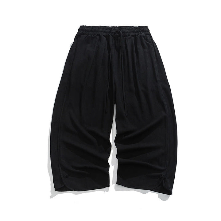 Buddha Stones Casual Loose Frog-Button Plain Men's Cotton Linen 7-8 Length Pants With Pockets - image 12