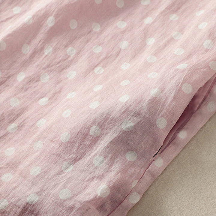 Buddha Stones Spring Polka Dot Button Stand Collar Polyester Midi Dress With Pockets - image 19