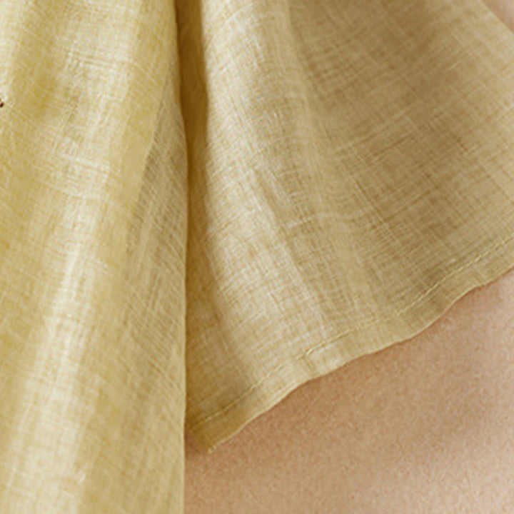 Buddha Stones Embroidered Leaf Crew Neck Half Sleeve Cotton Fiber Midi Dress - image 2