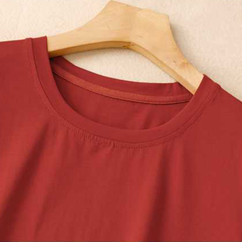 Buddha Stones Casual Plain Crew Neck Half Sleeve Viscose Fiber Midi Dress With Pockets - image 3