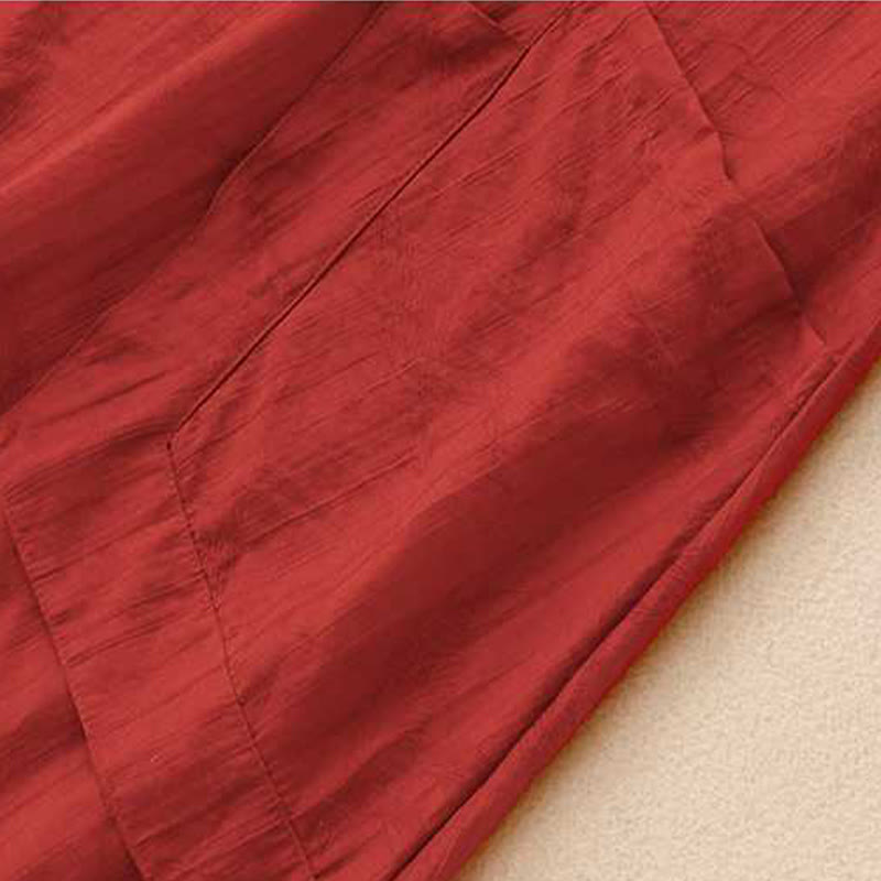 Buddha Stones Casual Plain Crew Neck Half Sleeve Viscose Fiber Midi Dress With Pockets - image 6