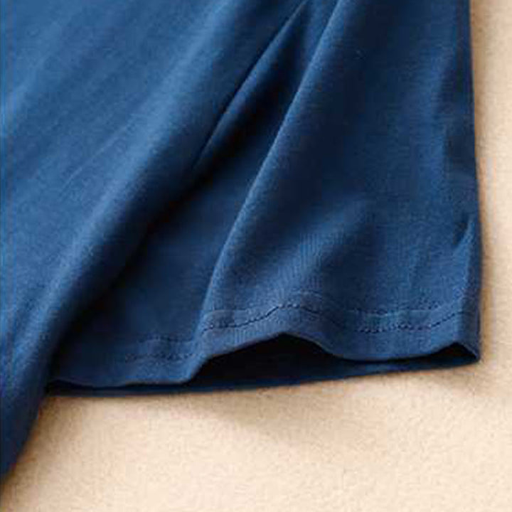 Buddha Stones Casual Plain Crew Neck Half Sleeve Viscose Fiber Midi Dress With Pockets - image 13