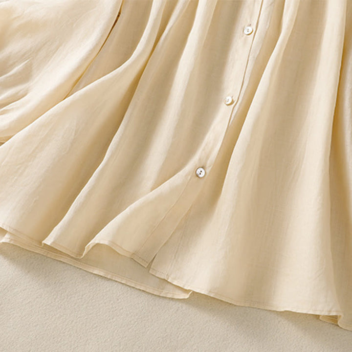 Buddha Stones Plain Button Crew Neck Three Quarter Sleeve Women's Cotton Shirt - image 21