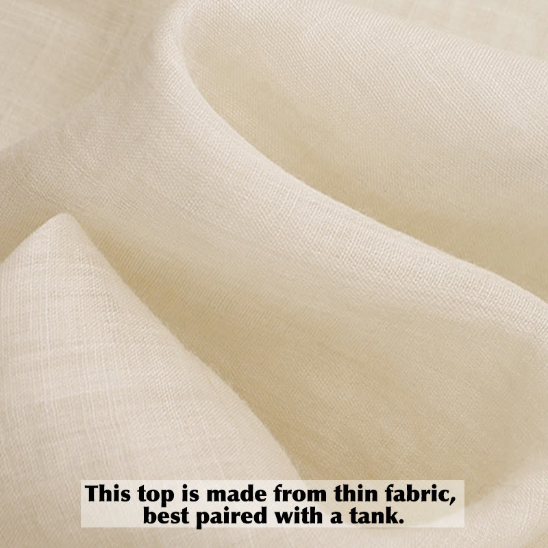 Buddha Stones Beige Floral Green Leaf Embroidery Crew Neck Three Quarter Sleeve Women's Cotton Shirt - image 11