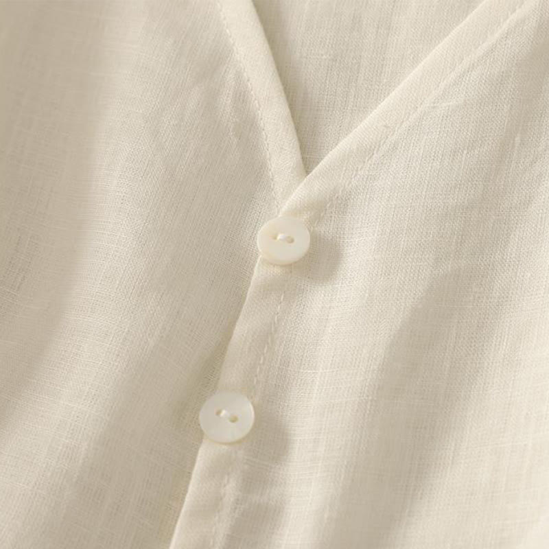 Buddha Stones Retro V-Neck Button Design Women's Cotton Sleeveless Vest - image 11