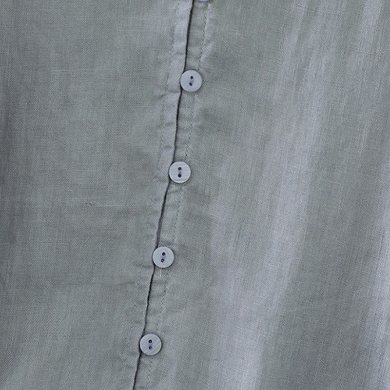 Buddha Stones Solid Buttons V-Neck Half Sleeve Women's Shirt - image 24