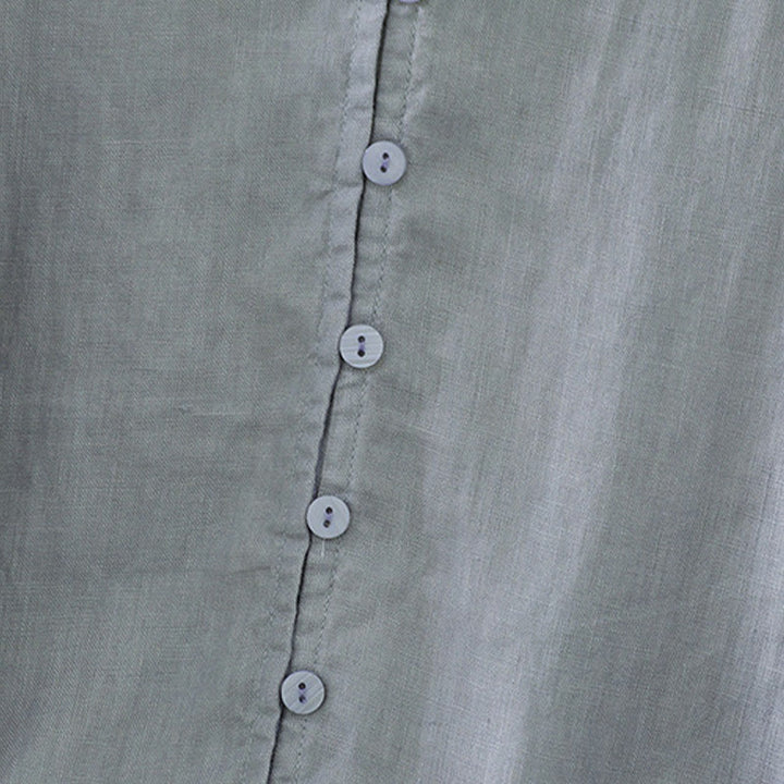 Buddha Stones Solid Buttons V-Neck Half Sleeve Women's Shirt - image 24