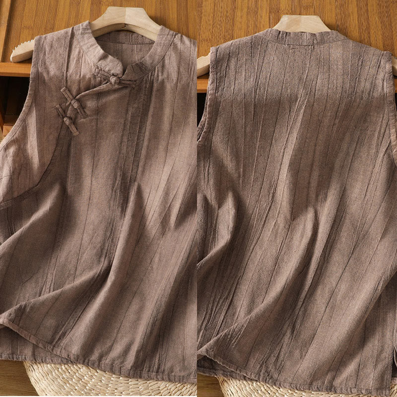 Buddha Stones Retro Frog-Button Design Women's Cotton Sleeveless Vest - image 12