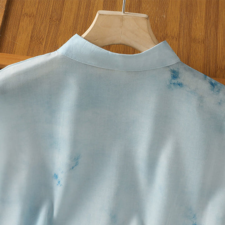Buddha Stones Light Blue Frog-Button Sleeveless Women's Shirt - image 5