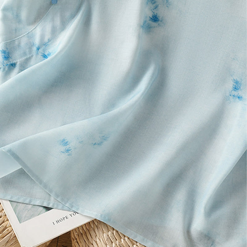 Buddha Stones Light Blue Frog-Button Sleeveless Women's Shirt - image 10