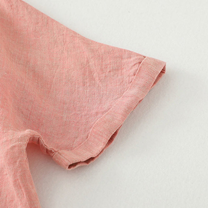 Buddha Stones Casual Plain Buttons Women's Cotton Linen Half Sleeve Shirt - image 14