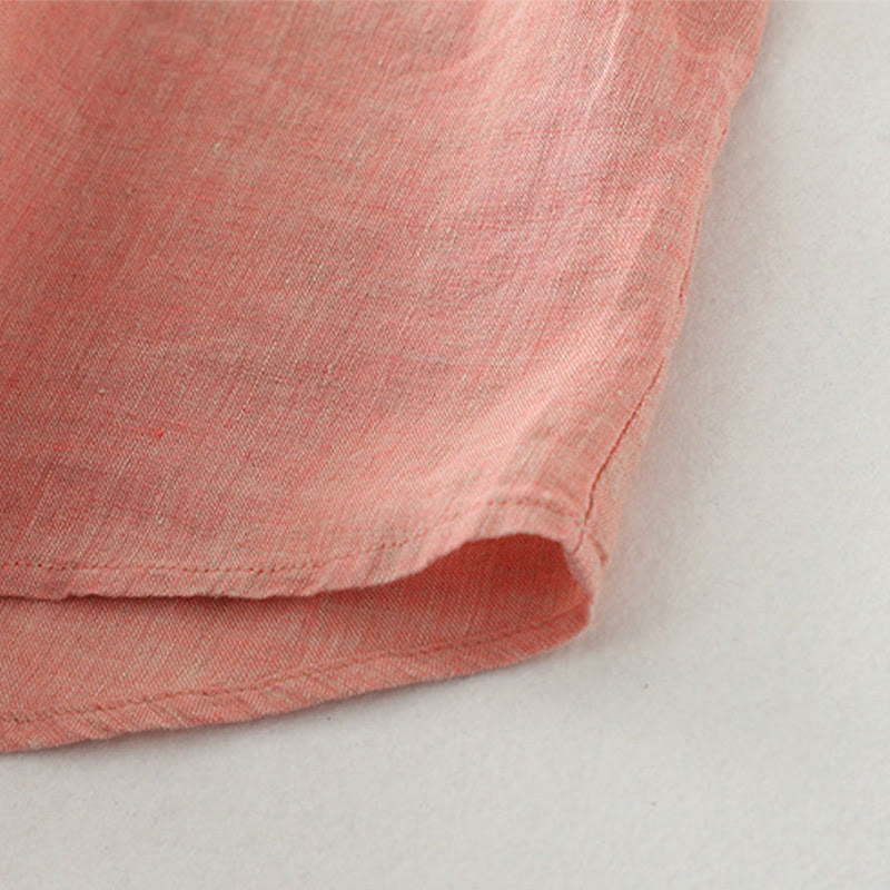 Buddha Stones Casual Plain Buttons Women's Cotton Linen Half Sleeve Shirt - image 16