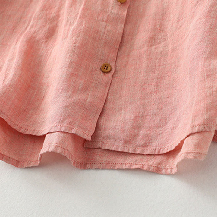 Buddha Stones Casual Plain Buttons Women's Cotton Linen Half Sleeve Shirt - image 15