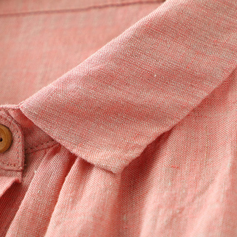 Buddha Stones Casual Plain Buttons Women's Cotton Linen Half Sleeve Shirt - image 13