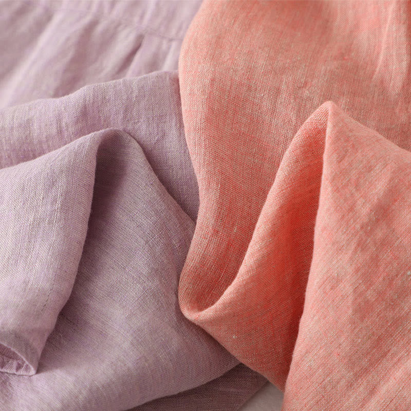 Buddha Stones Casual Plain Buttons Women's Cotton Linen Half Sleeve Shirt - image 20