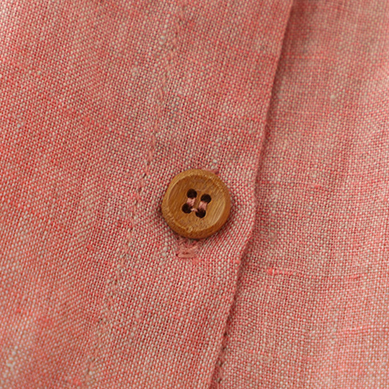 Buddha Stones Casual Plain Buttons Women's Cotton Linen Half Sleeve Shirt - image 14