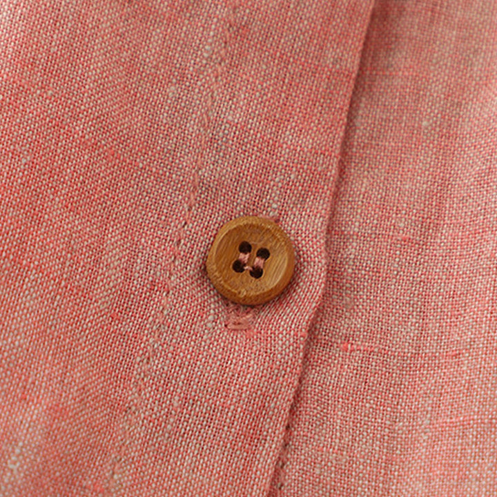 Buddha Stones Casual Plain Buttons Women's Cotton Linen Half Sleeve Shirt - image 13