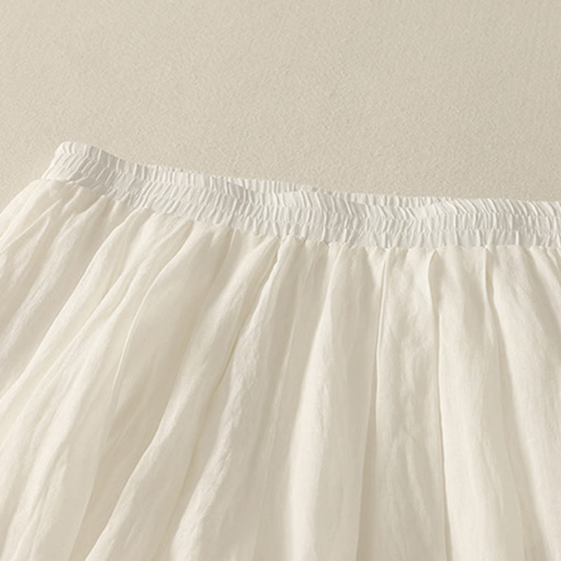 Buddha Stones 7-8 Length Elastic Waist Women's Wide Leg Cotton Linen Pants With Pockets - image 13