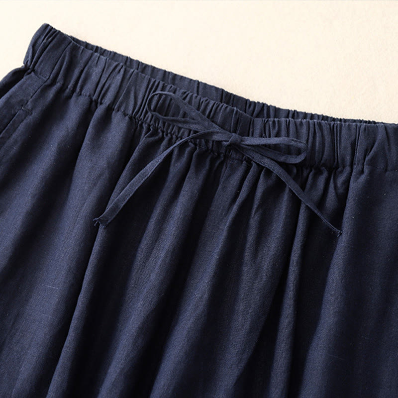 Buddha Stones Summer Elastic Waist Women's Capri Cropped Wide Leg Pants With Pockets - image 12