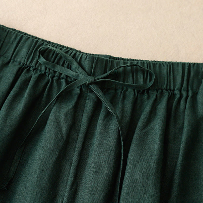 Buddha Stones Summer Elastic Waist Women's Capri Cropped Wide Leg Pants With Pockets - image 26