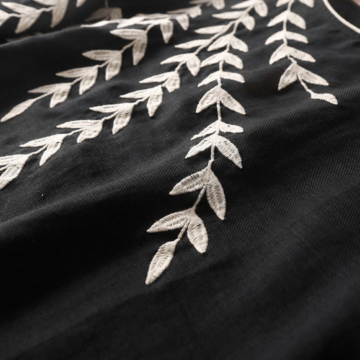 Buddha Stones Casual Embroidery Split Three Quarter Sleeve Midi Dress - image 4