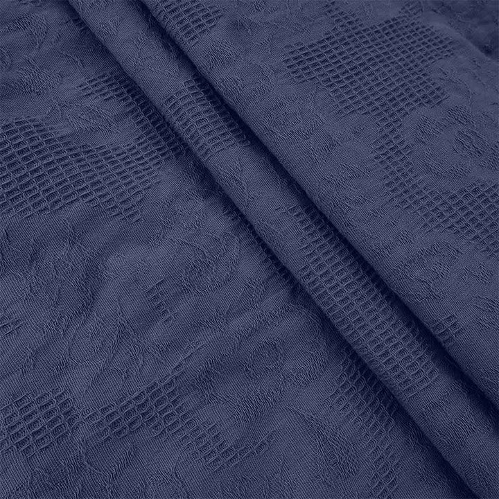 Buddha Stones Summer Jacquard Drawstring Pleated Design Cotton Linen Midi Dress With Pockets - image 15