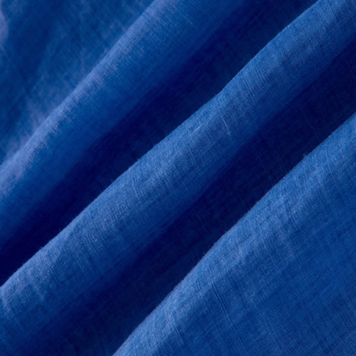 Buddha Stones Plain Drawstring Three Quarter Puff Sleeve Cotton Linen Midi Dress With Pockets - image 11