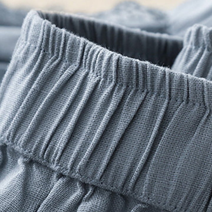 Buddha Stones Plain Color Lace Stitching Cotton Linen Women's Wide Leg Pants With Pockets - image 6