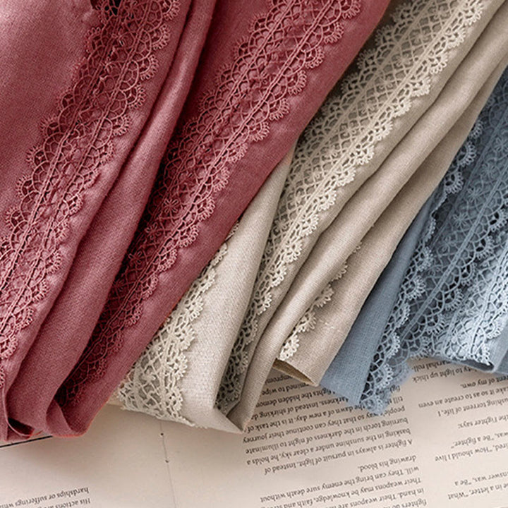 Buddha Stones Plain Color Lace Stitching Cotton Linen Women's Wide Leg Pants With Pockets - image 21
