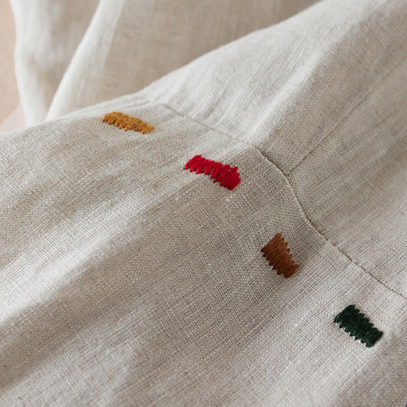 Buddha Stones Colored Thread 7-8 Length Women's Harem Cotton Linen Pants With Pockets - image 7