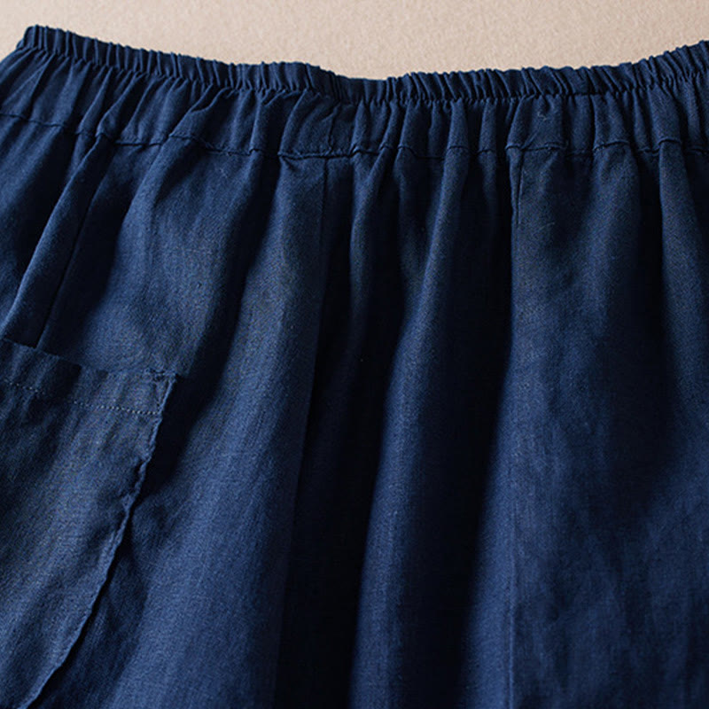 Buddha Stones Colored Thread 7-8 Length Women's Harem Cotton Linen Pants With Pockets - image 14