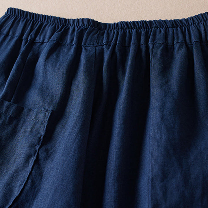 Buddha Stones Colored Thread 7-8 Length Women's Harem Cotton Linen Pants With Pockets - image 14