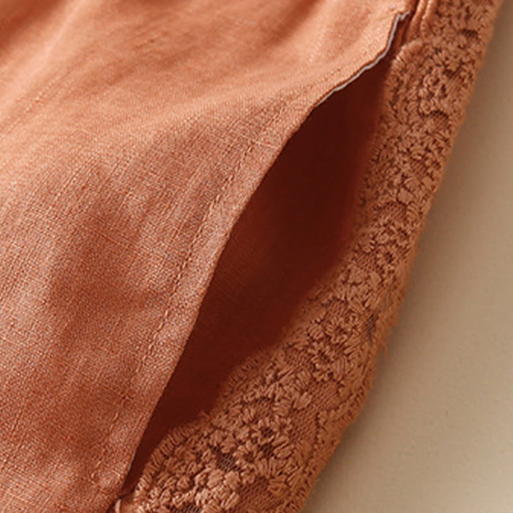 Buddha Stones Plain Lace Women's Harem Cotton Linen Pants With Pockets - image 6