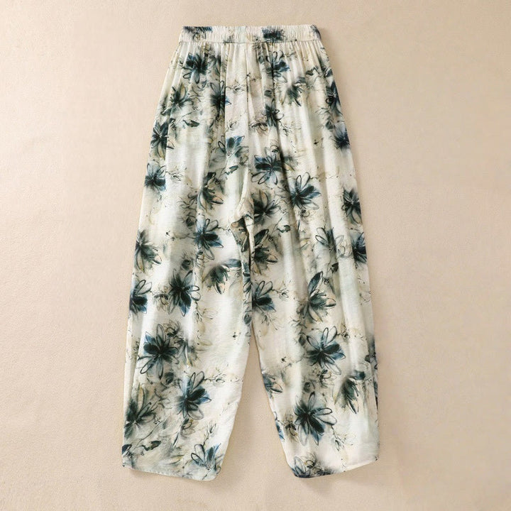 Buddha Stones Casual Flower Prints Design Women's Polyester 7-8 Length Pants With Pockets - image 2