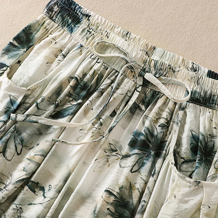Buddha Stones Casual Flower Prints Design Women's Polyester 7-8 Length Pants With Pockets - image 3