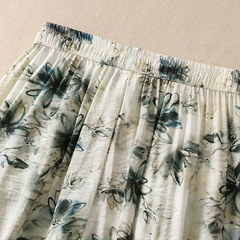 Buddha Stones Casual Flower Prints Design Women's Polyester 7-8 Length Pants With Pockets - image 4
