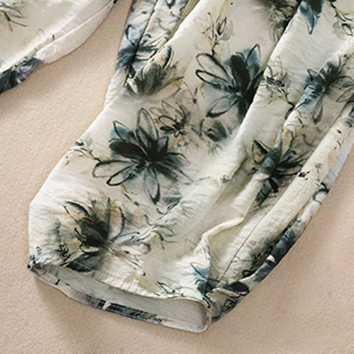 Buddha Stones Casual Flower Prints Design Women's Polyester 7-8 Length Pants With Pockets - image 7
